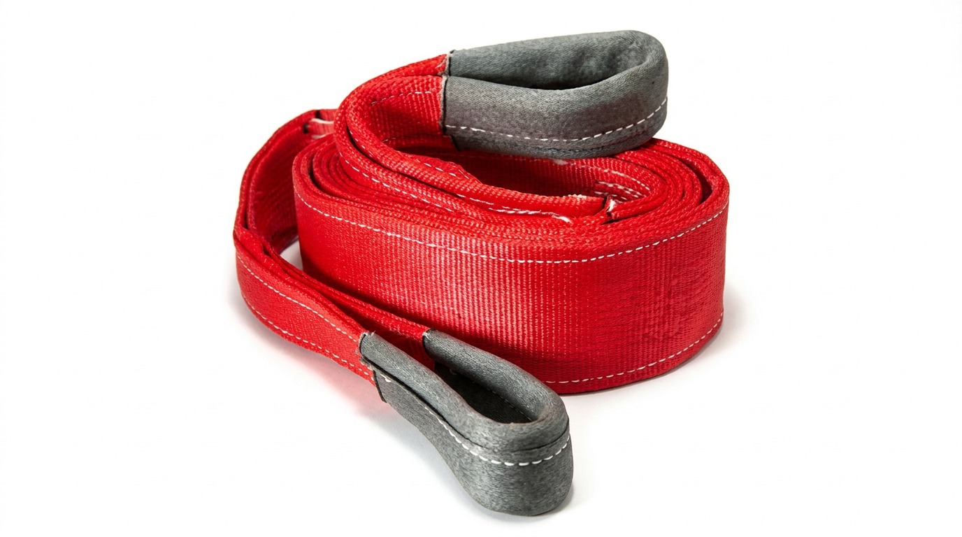 Red heavy-duty webbing strap with reinforced sewn loops